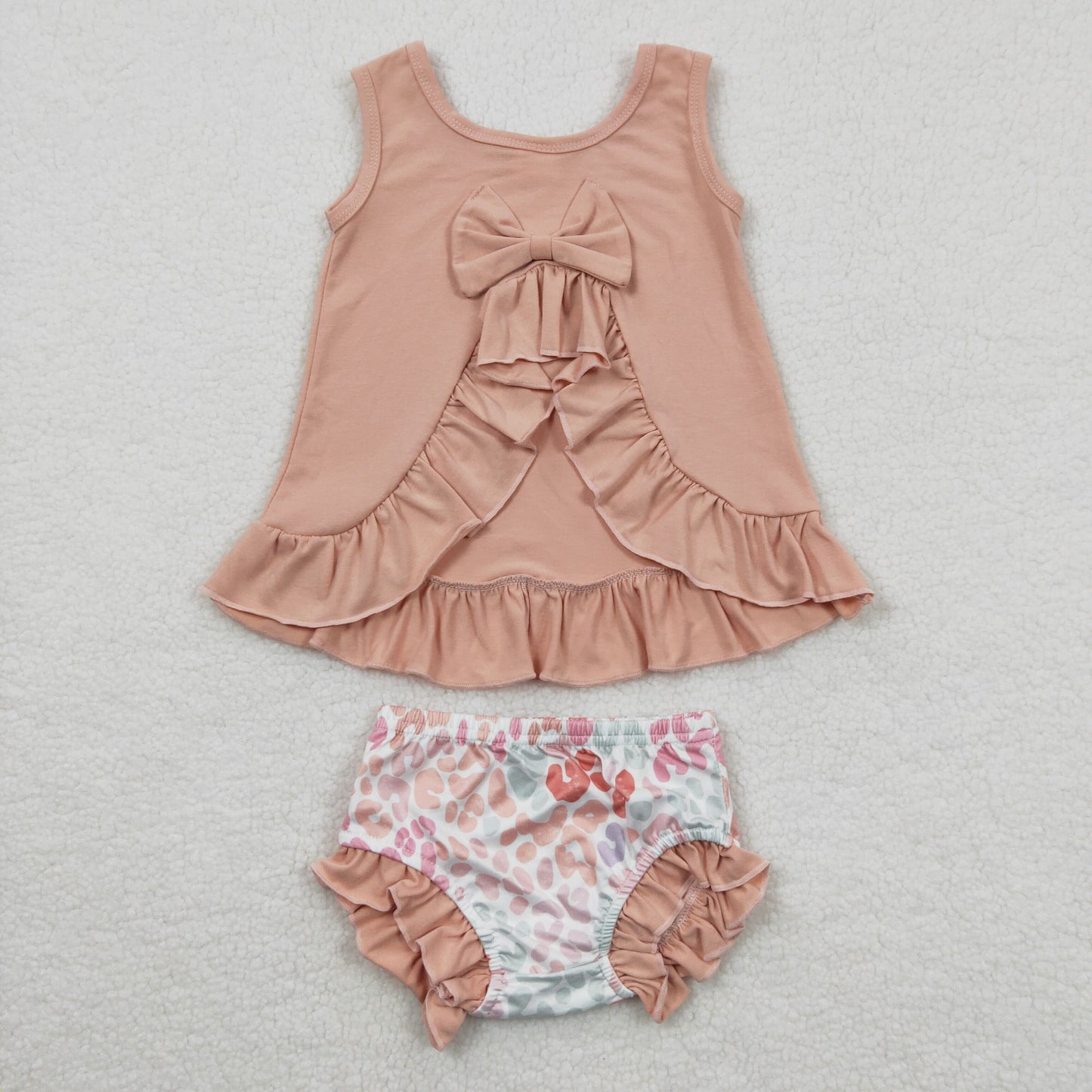 toddler baby girl leopard bow bummie set