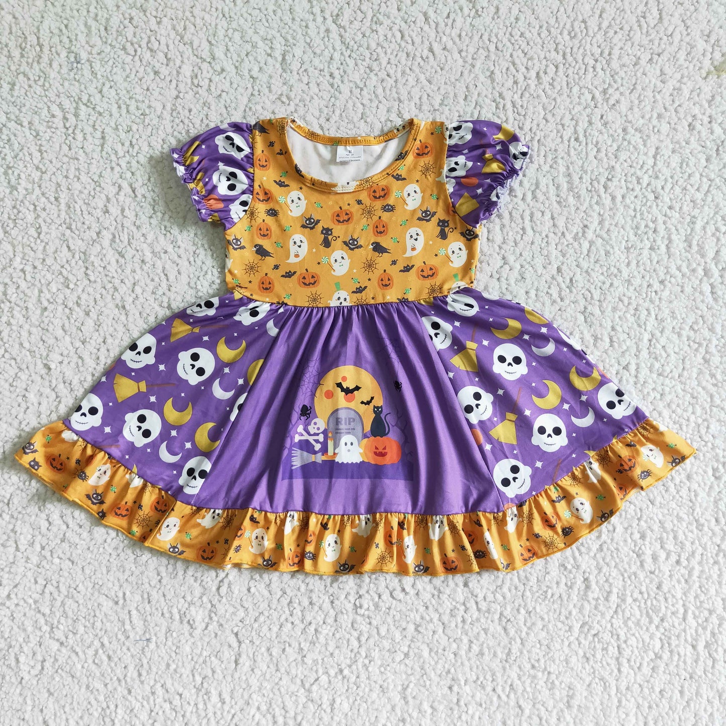 halloween orange ghost bone dress girls clothes