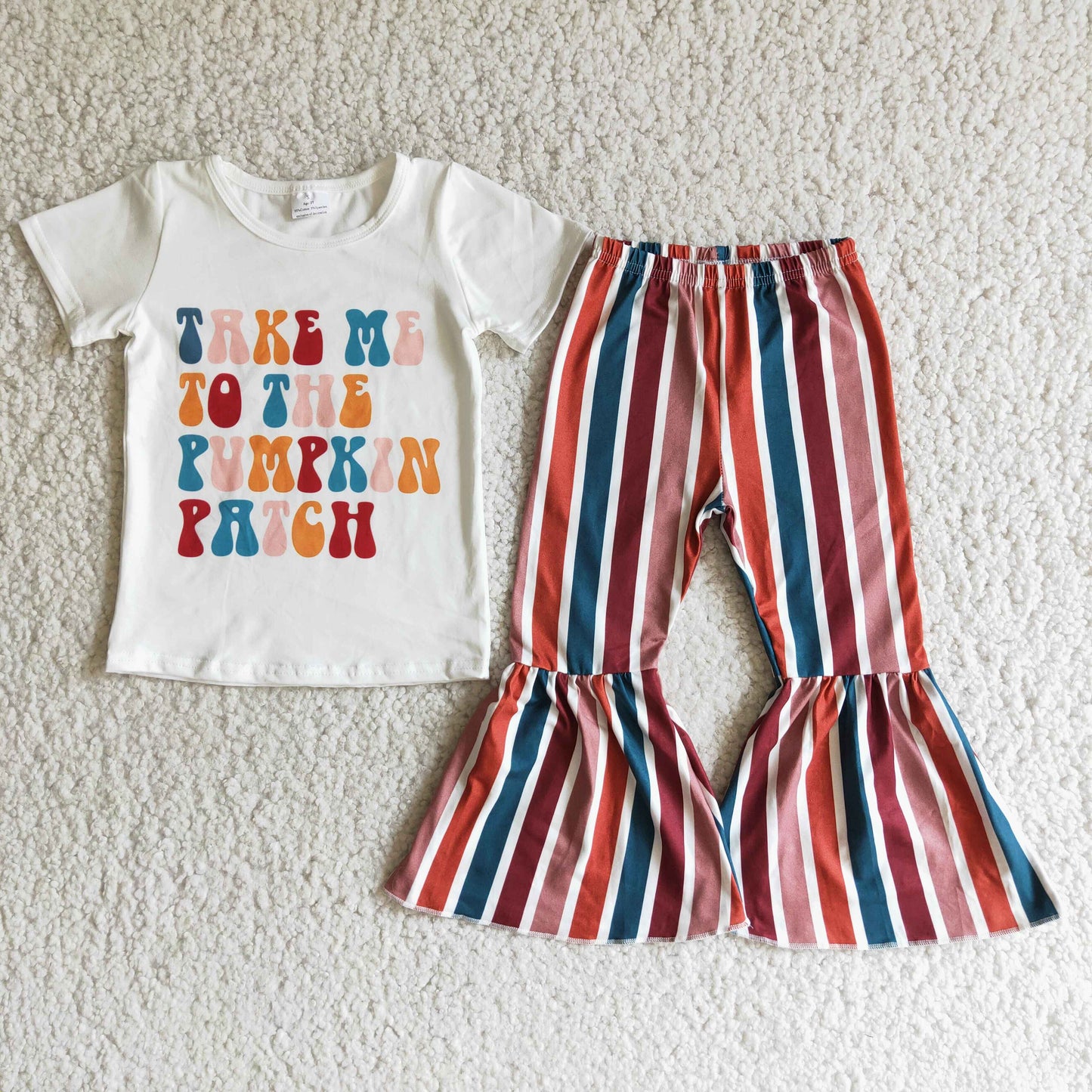 Pumpkin T-shirt Striped Bells Pants Set