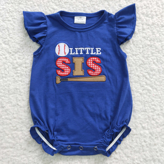 toddler baby girl's romper lit sis baseball print