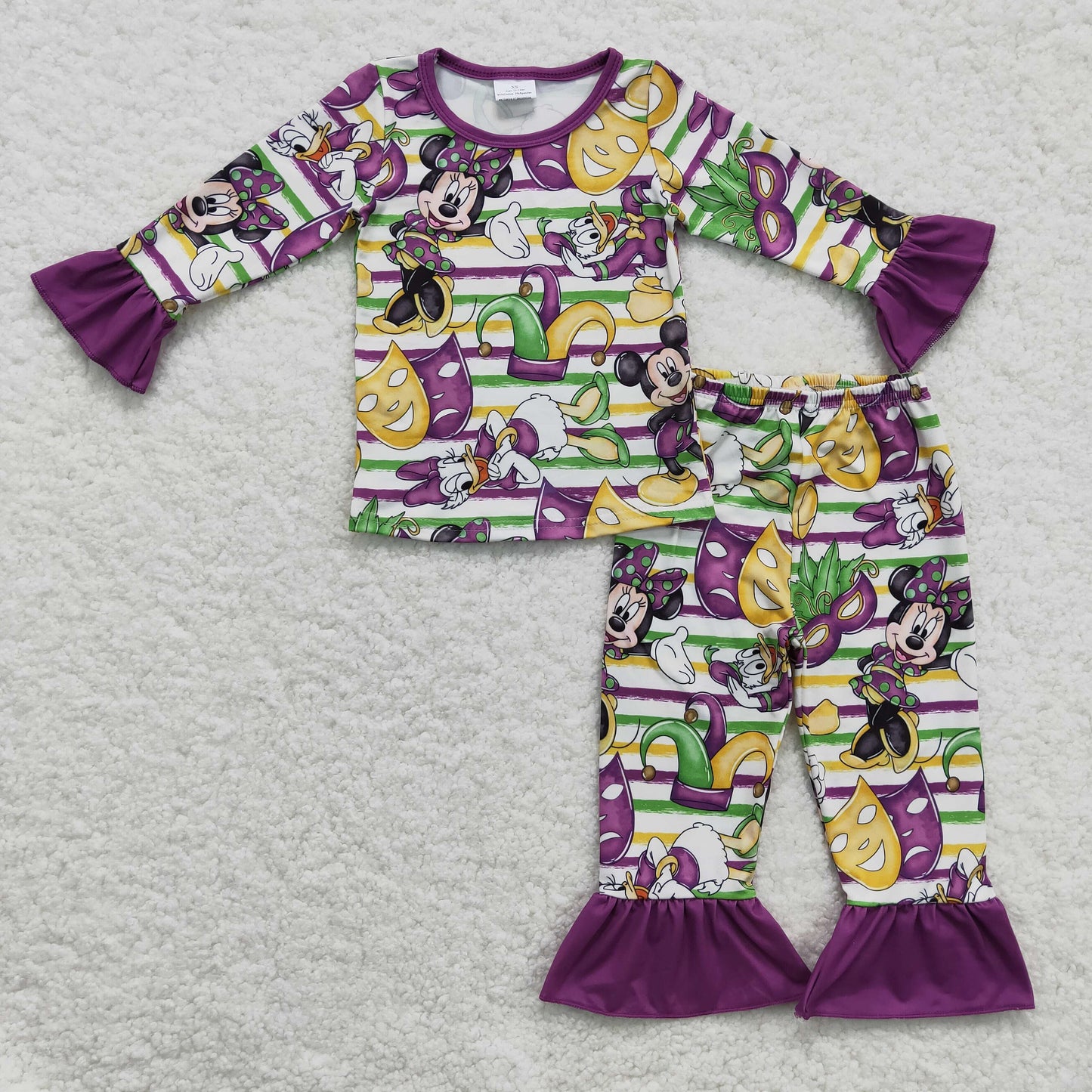girl mardi gras cartoon mask pajama sleepwear