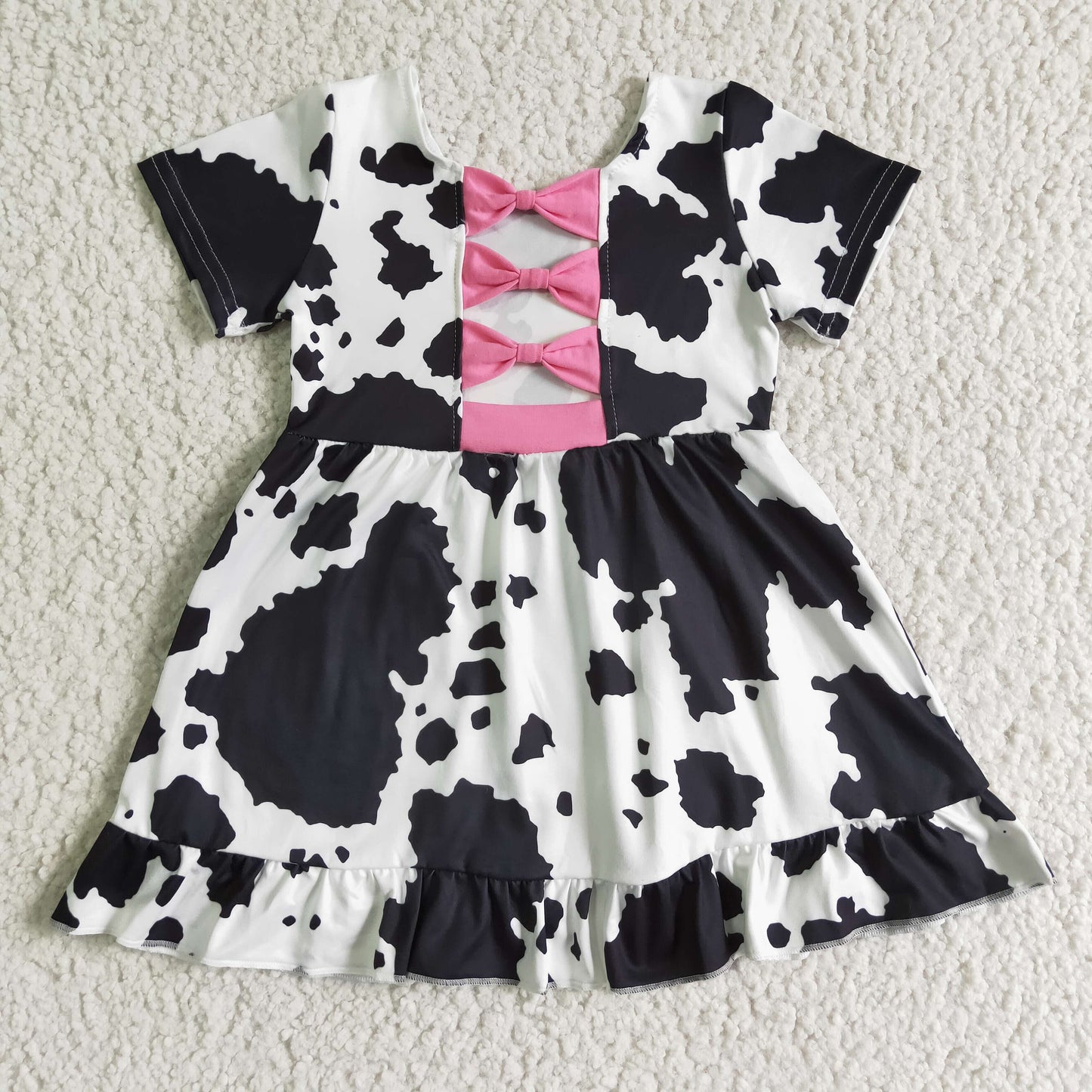 short sleeve milk cow twirl dress with bow