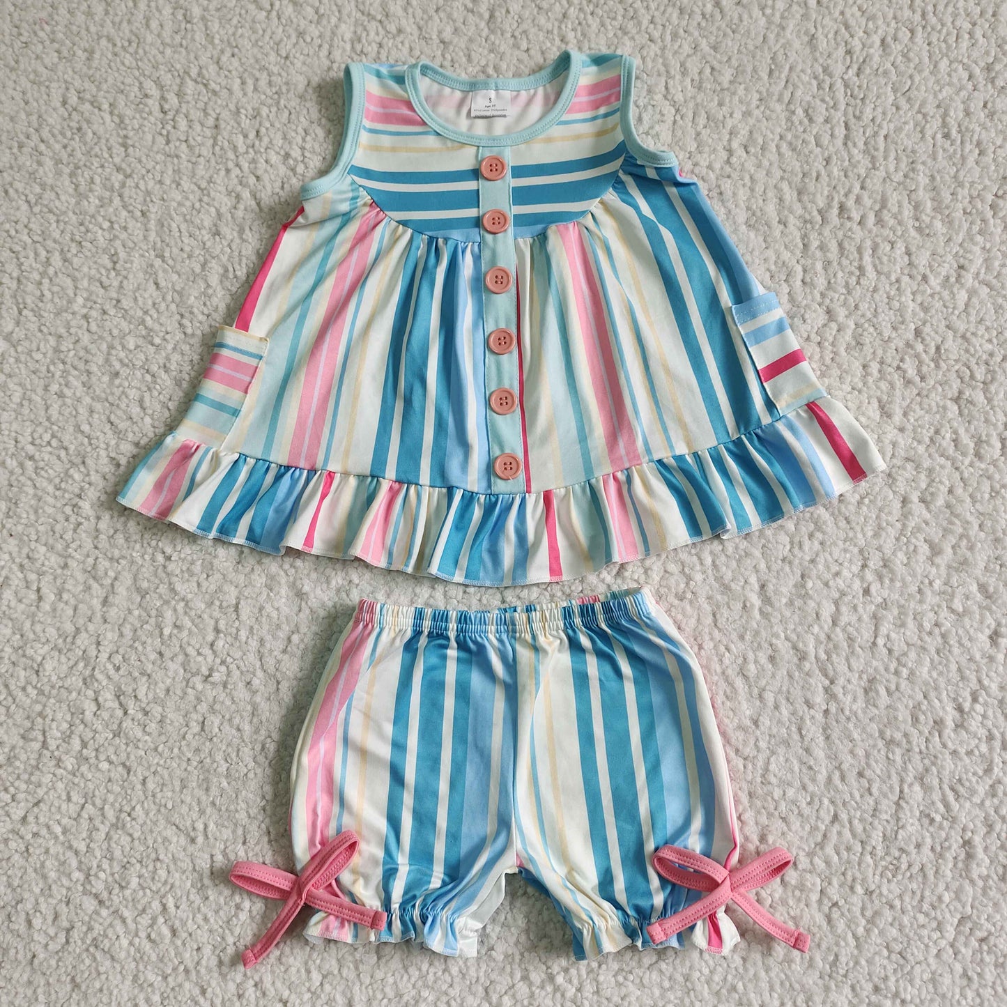 girl's clothes stripes shorts set outfit