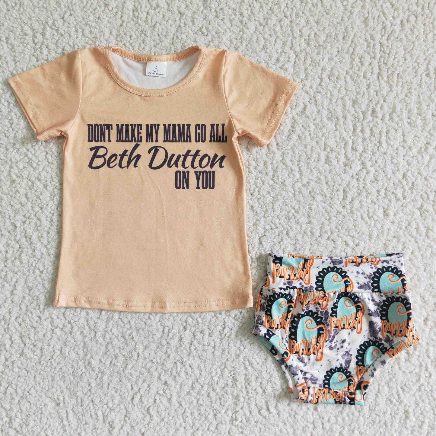 infant girl’s western bloomer bummie set outfit for summer