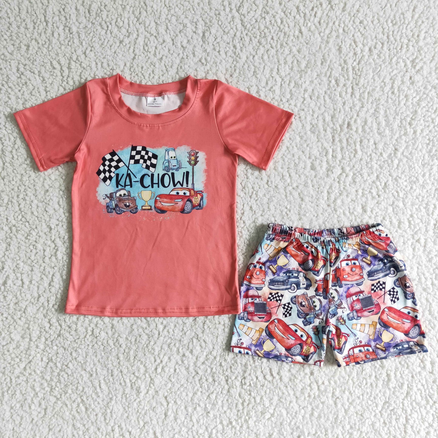 car print race shorts set boy summer outfit clothing