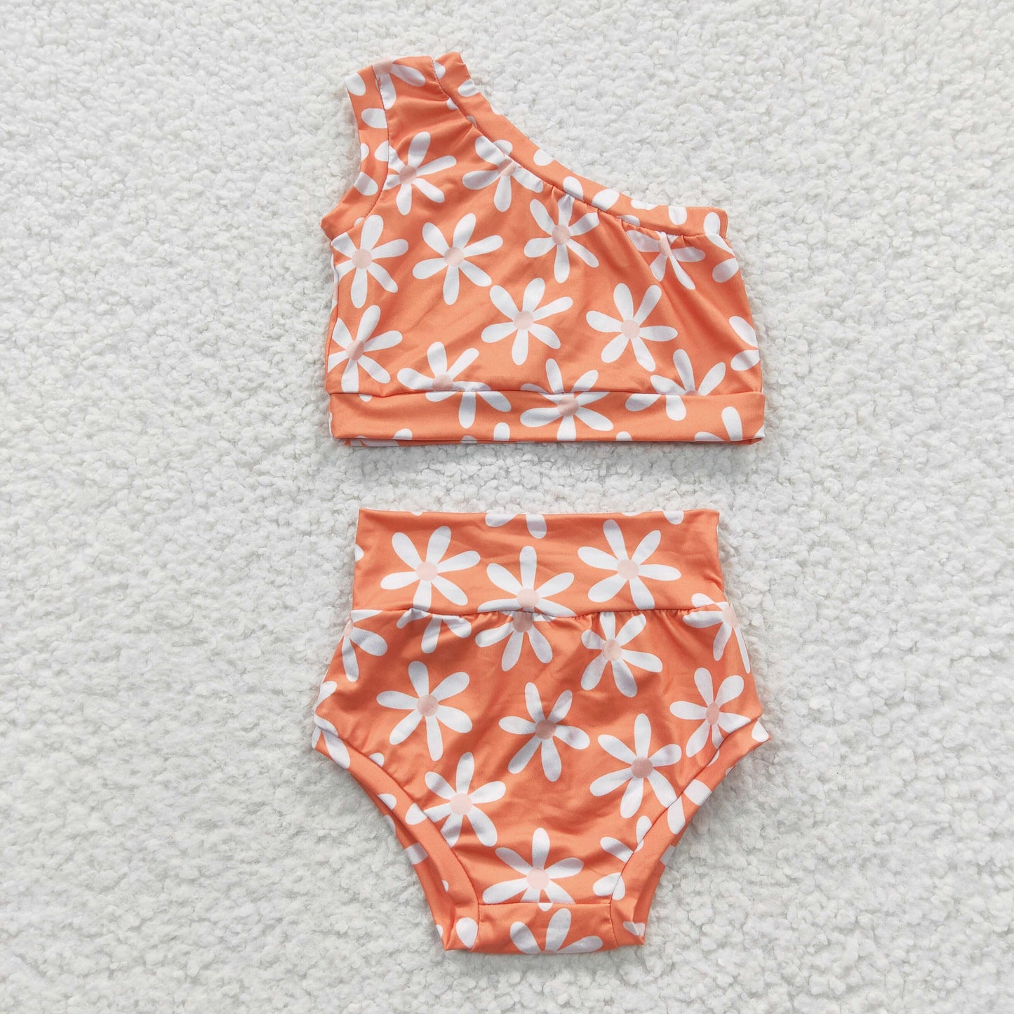 orange floral baby girl bummie set