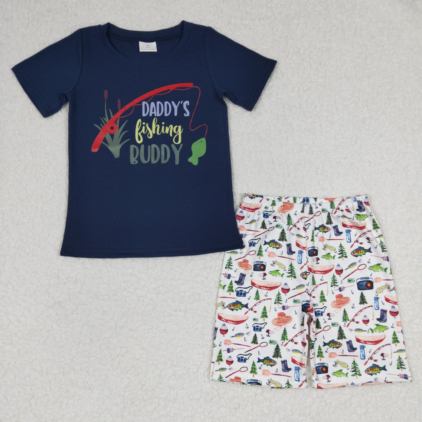 girl daddy's fishing buddy shorts set digital print
