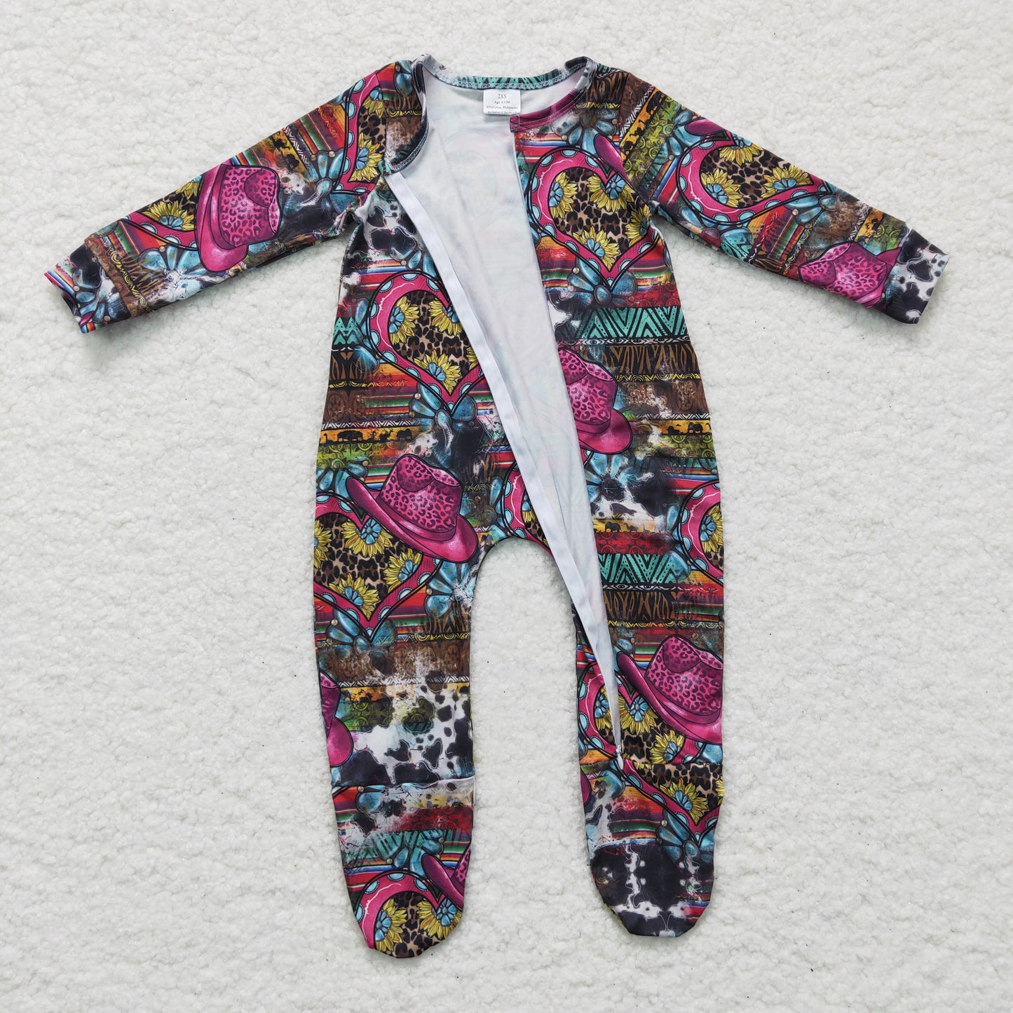 kids clothing cowgirl heart valentine baby romper