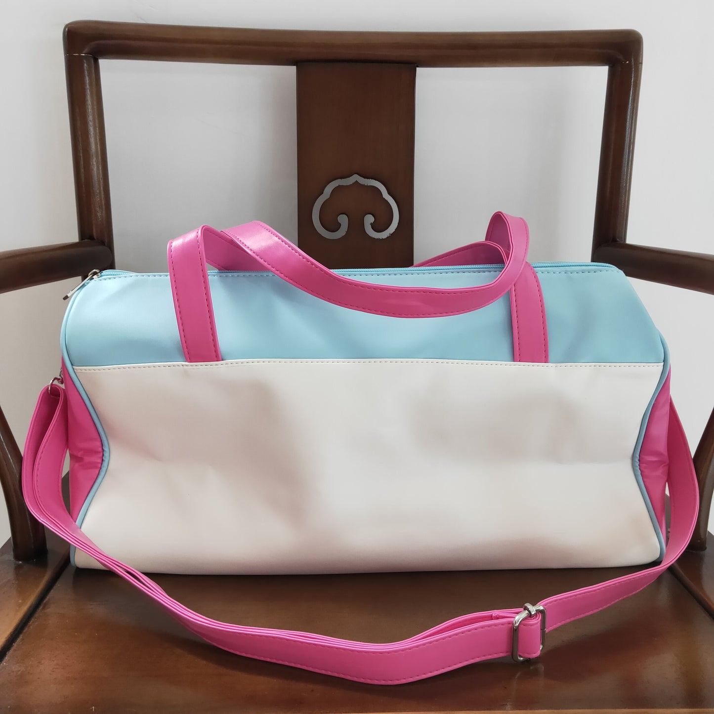 leather weekend print women's duffel bag