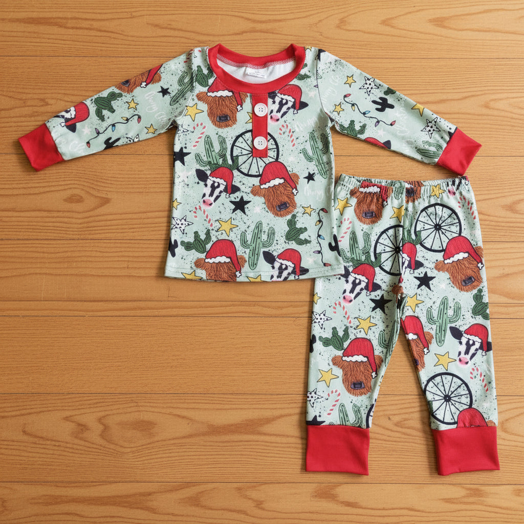 merry christmas cows pajama outfit boy