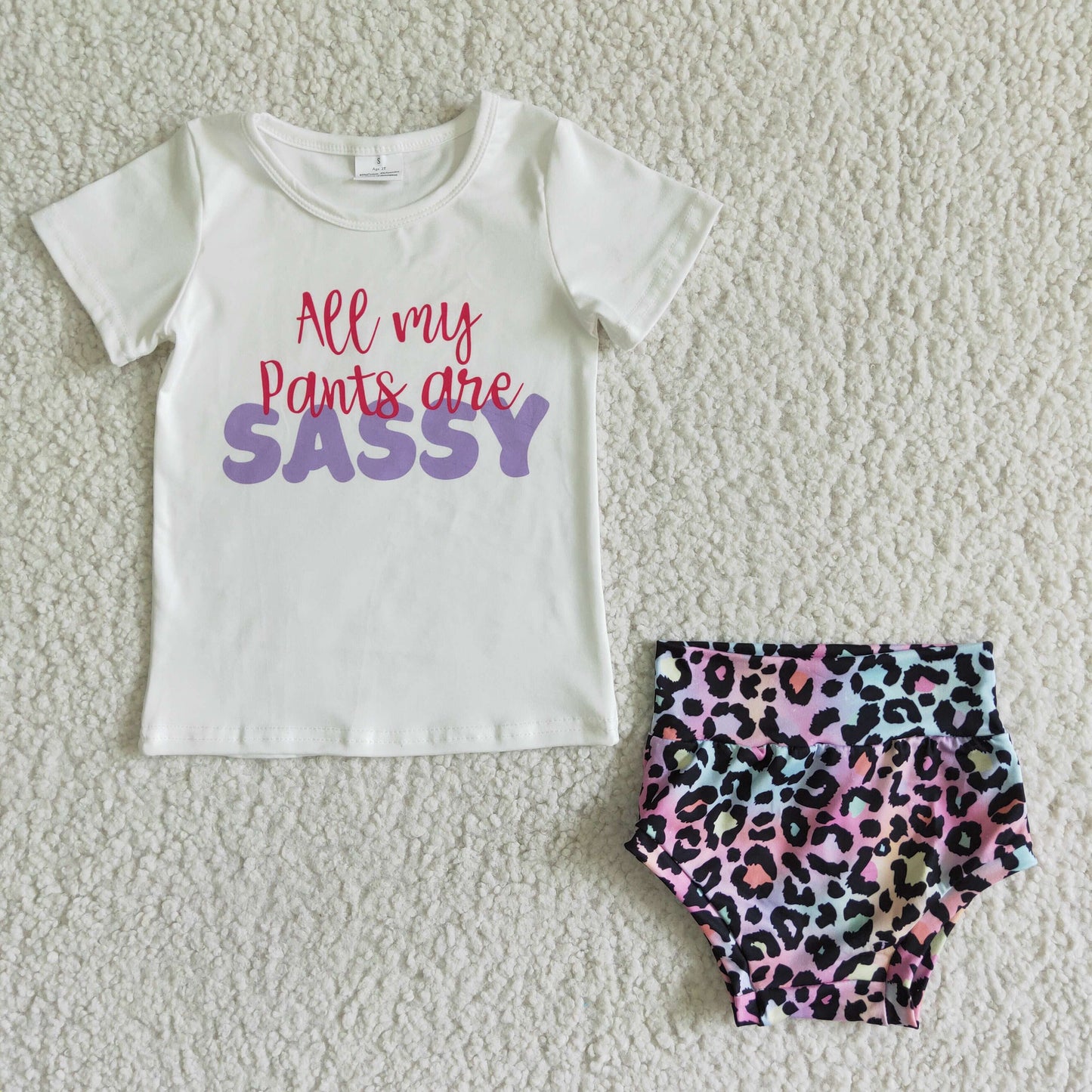 sassy rainbow leopard bummie set outfit clothing