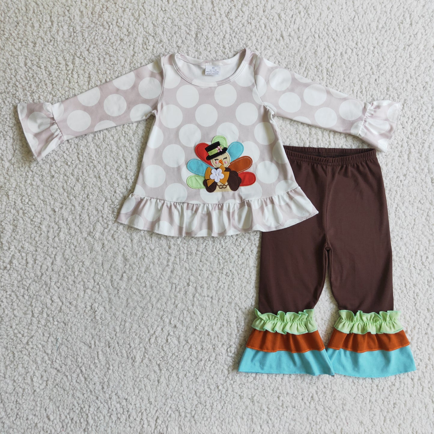 girl turkey embroidery thanksgiving day clothing