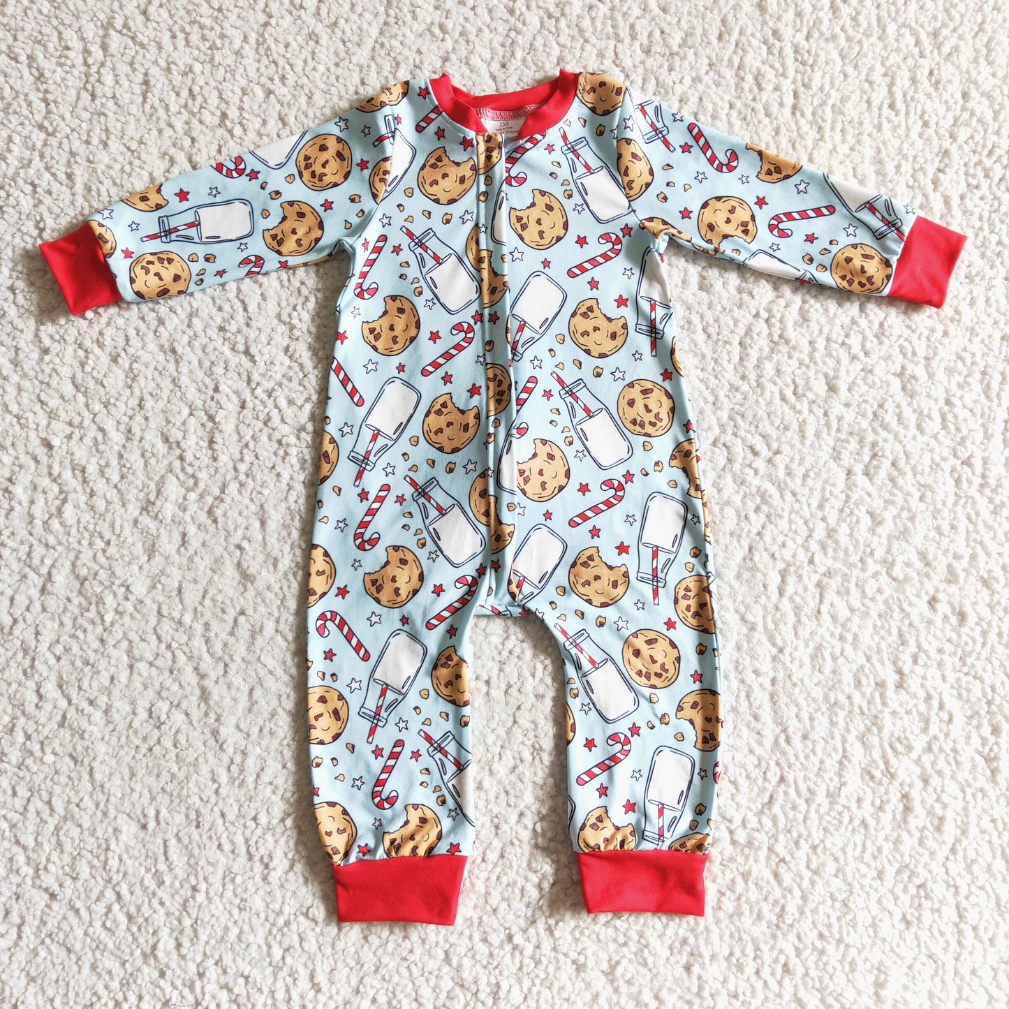 christmas cookies infant boy zip romper
