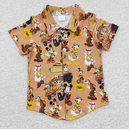 cartoon character button shirt boy's top