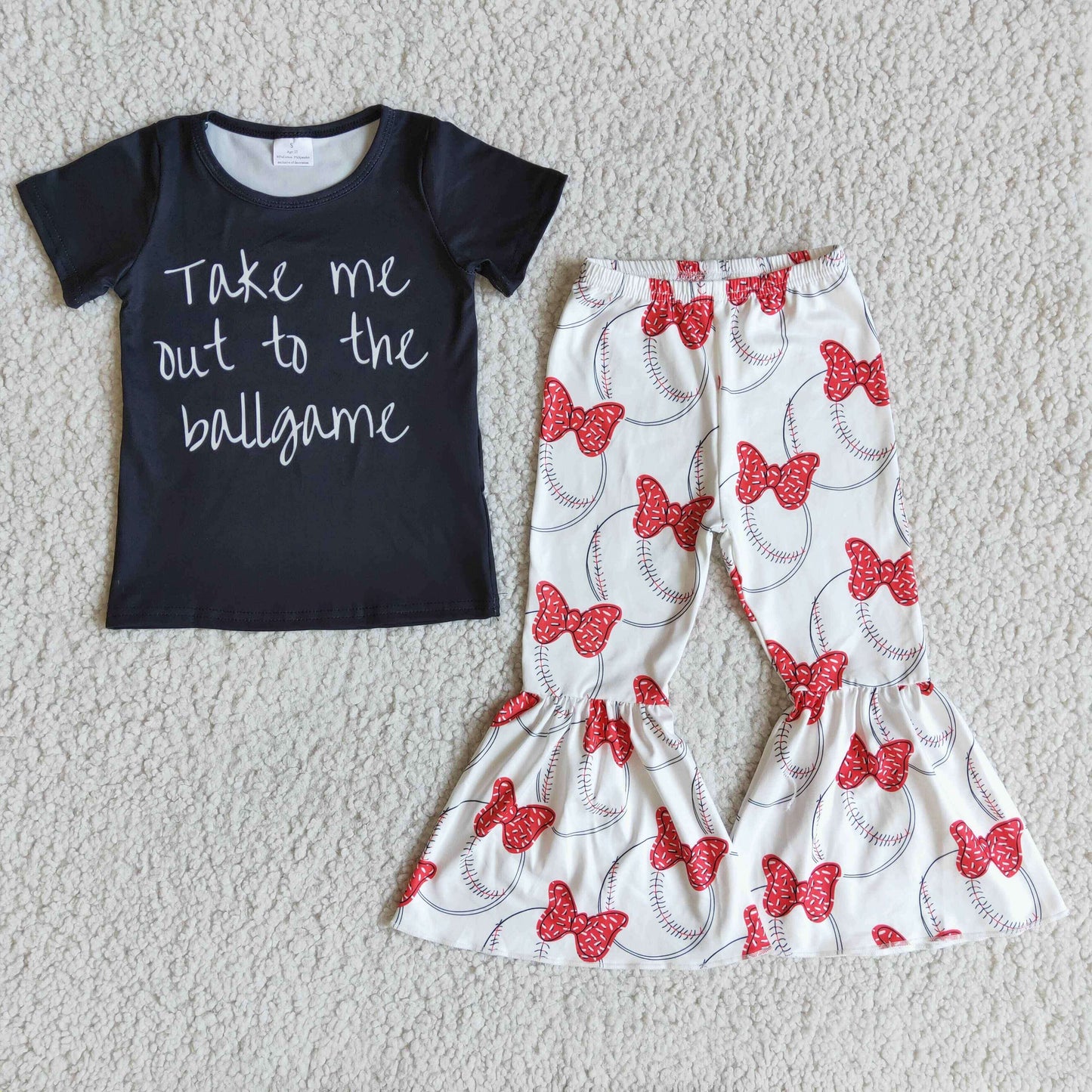 take me out to the ballgame outfit baseball pants set