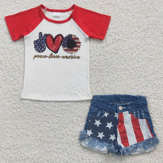 4th of July denim shorts outfits kids clothing