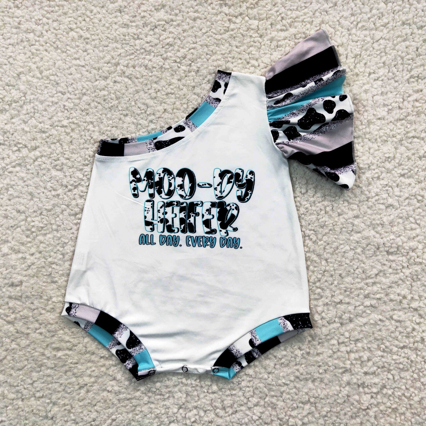 infant romper moo-dy heifer