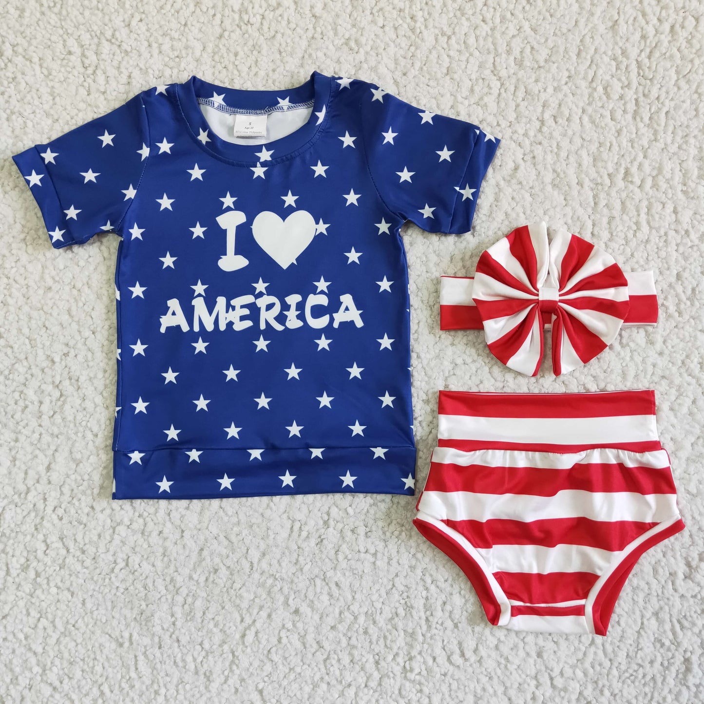 i love america stars and stripe bummie set