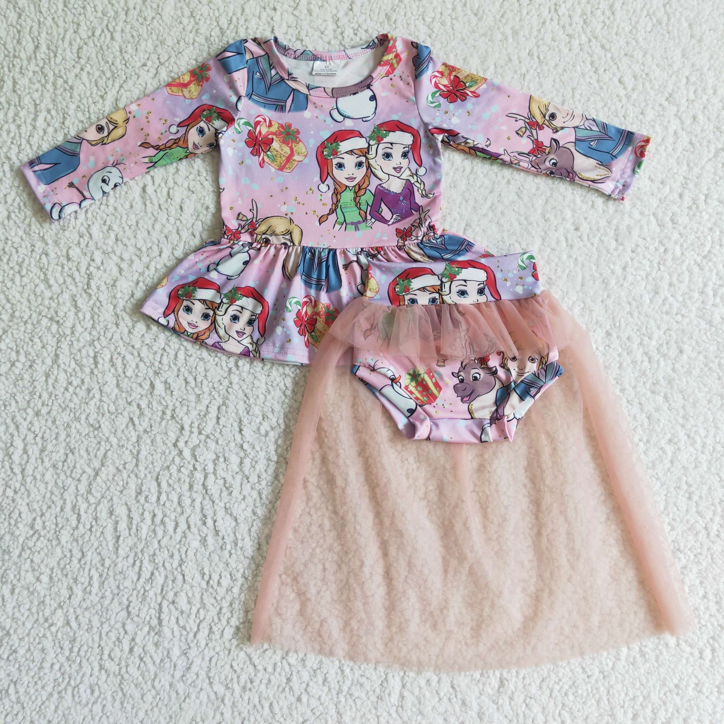 christmas princess character tutu bummie set