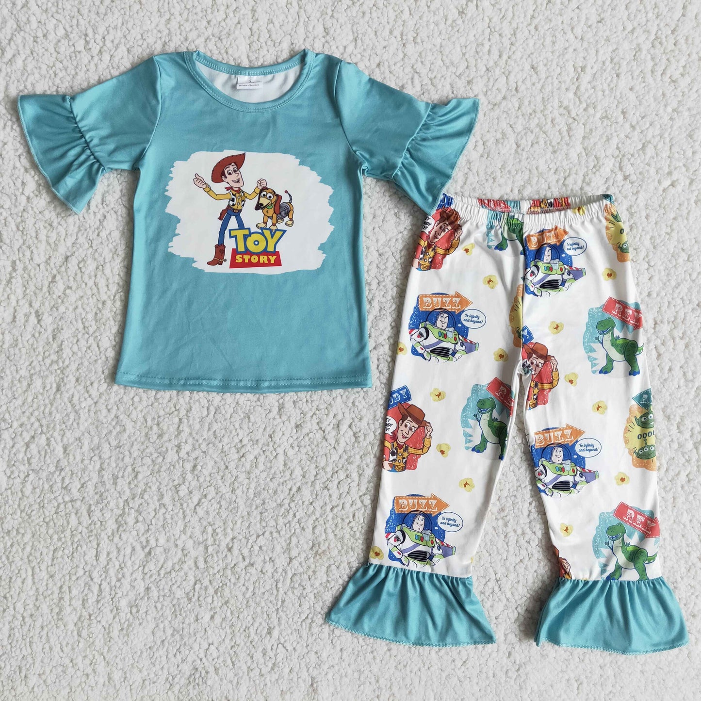 short sleeve ruffle toy story pants set pajamas girl
