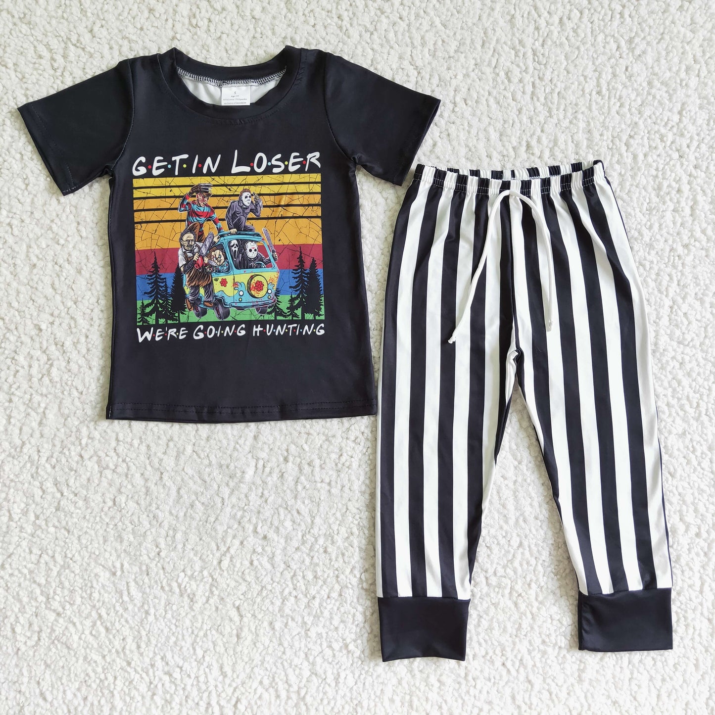 getin loser black striped pants set boys clothing