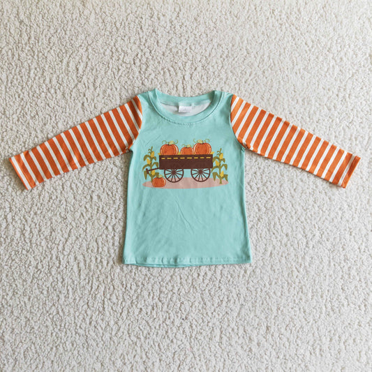 boy fall long sleeve pumpkin truck pullover shirt