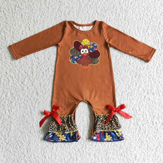 brown turkey romper baby girl romper