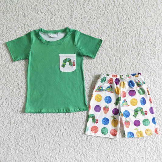 cute caterpillar shorts set outfits boy clothes set