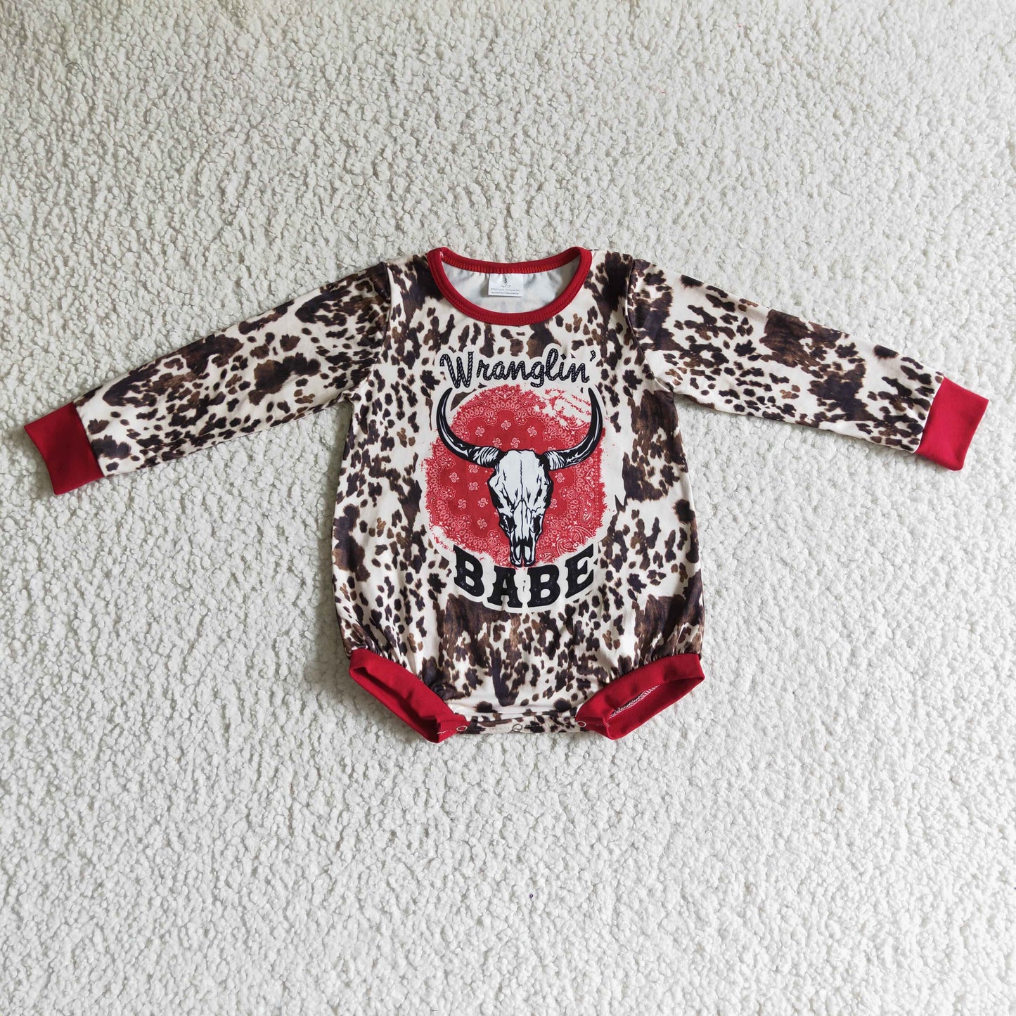 long sleeve cow babe baby romper