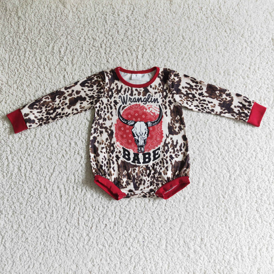 long sleeve cow babe baby romper