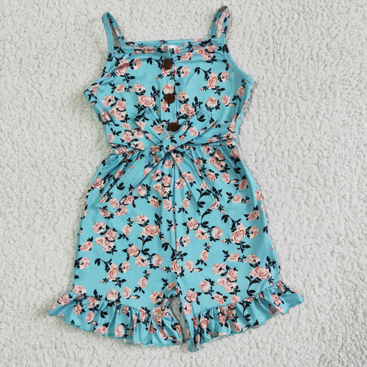 kids clothing blue floral romper