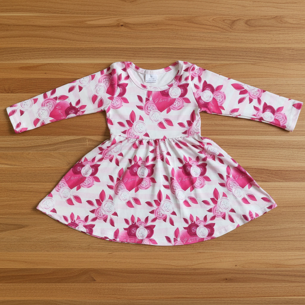 valentine's day long sleeve floral heart dress 6 B2-15