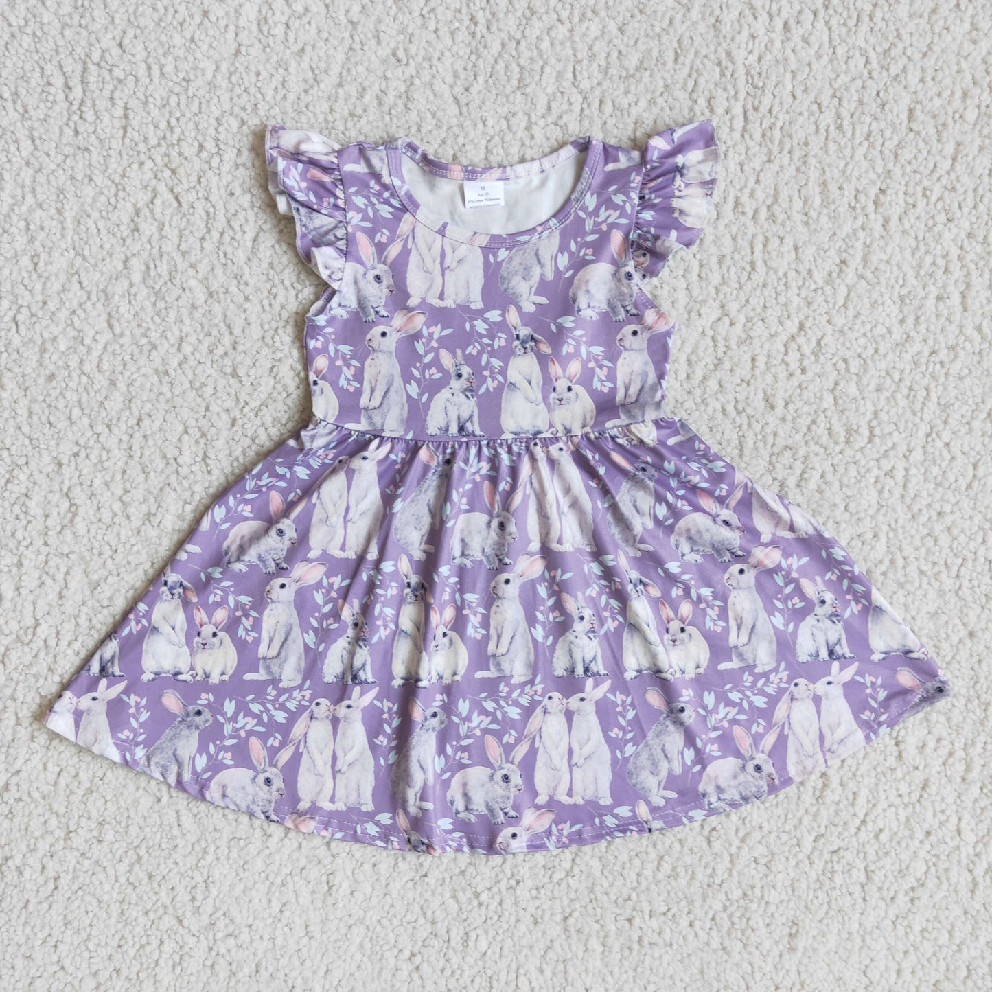 purple rabbit dress girl easter clothing
