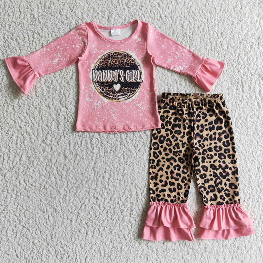 pink daddy's girl leopard ruffle girl clothes