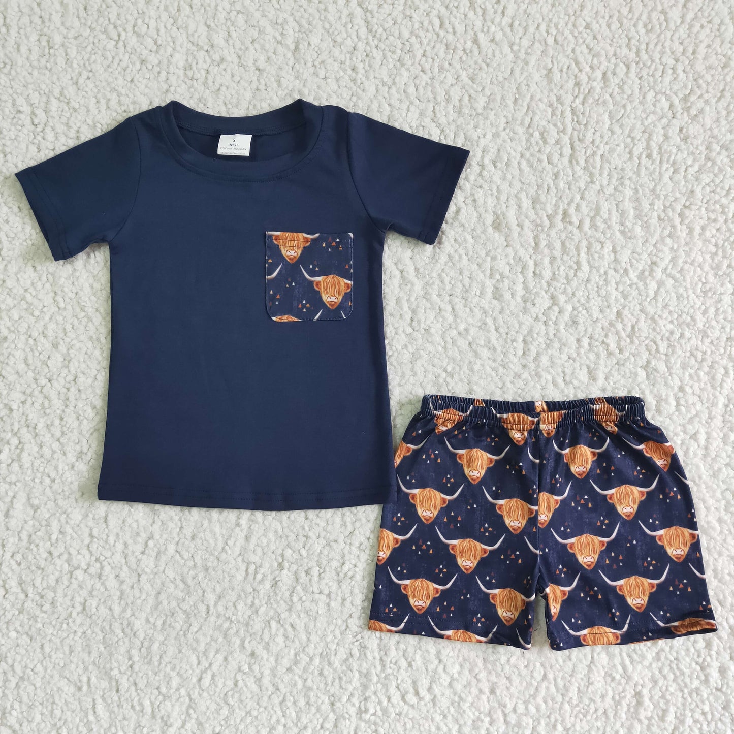 highland navy blue shorts set boys clothes