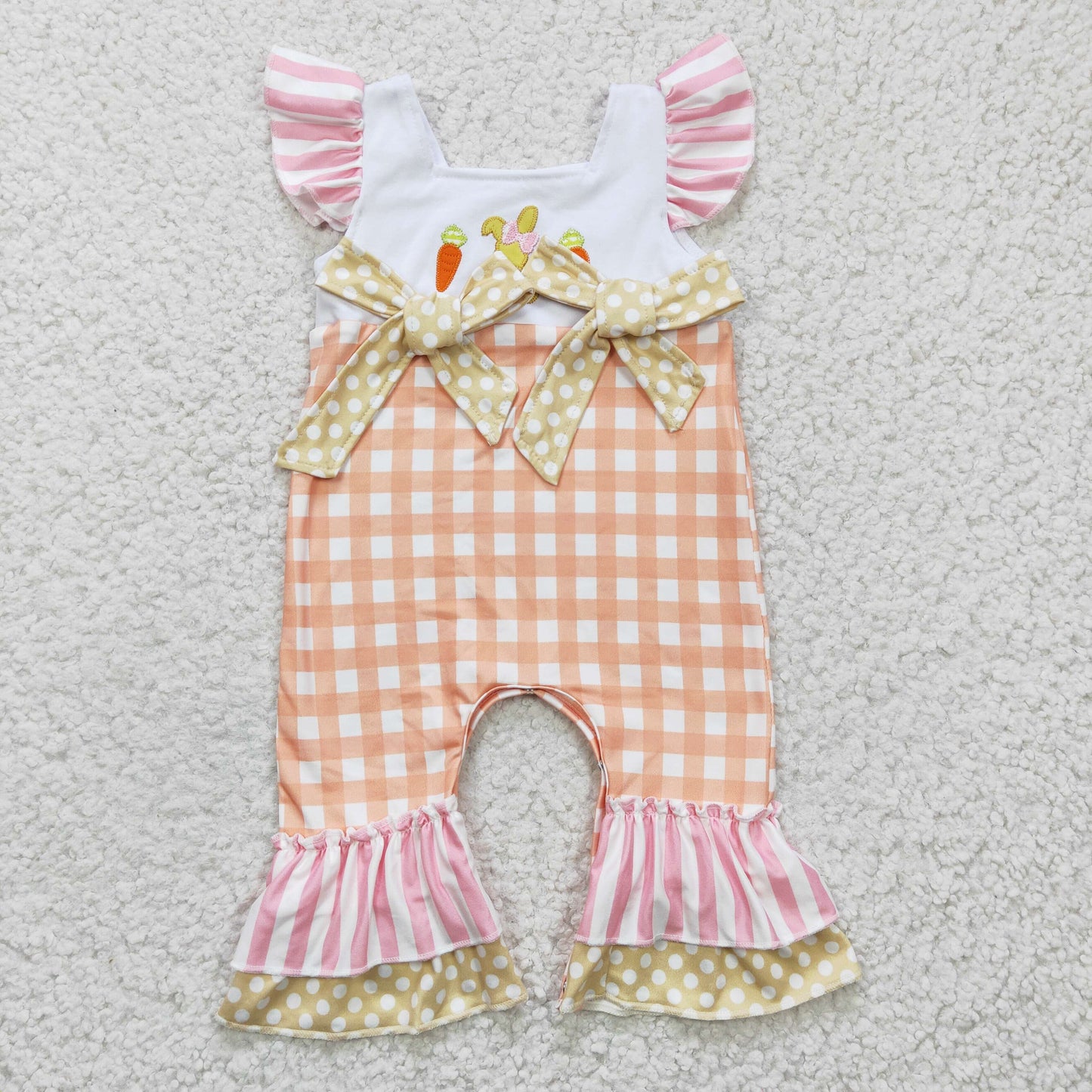 baby girl easter embroidery ruffle romper