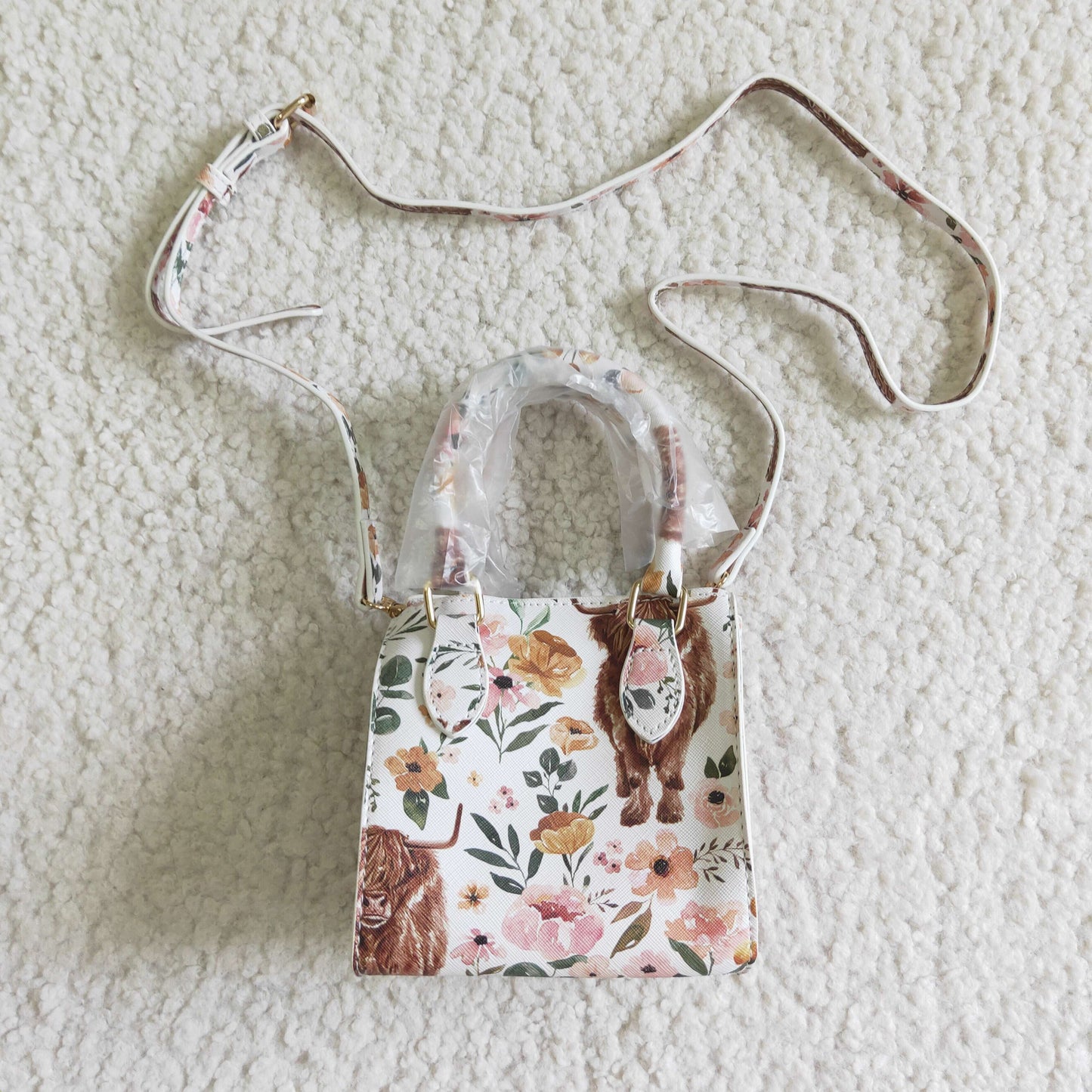 kids cow print crossbody bag purse