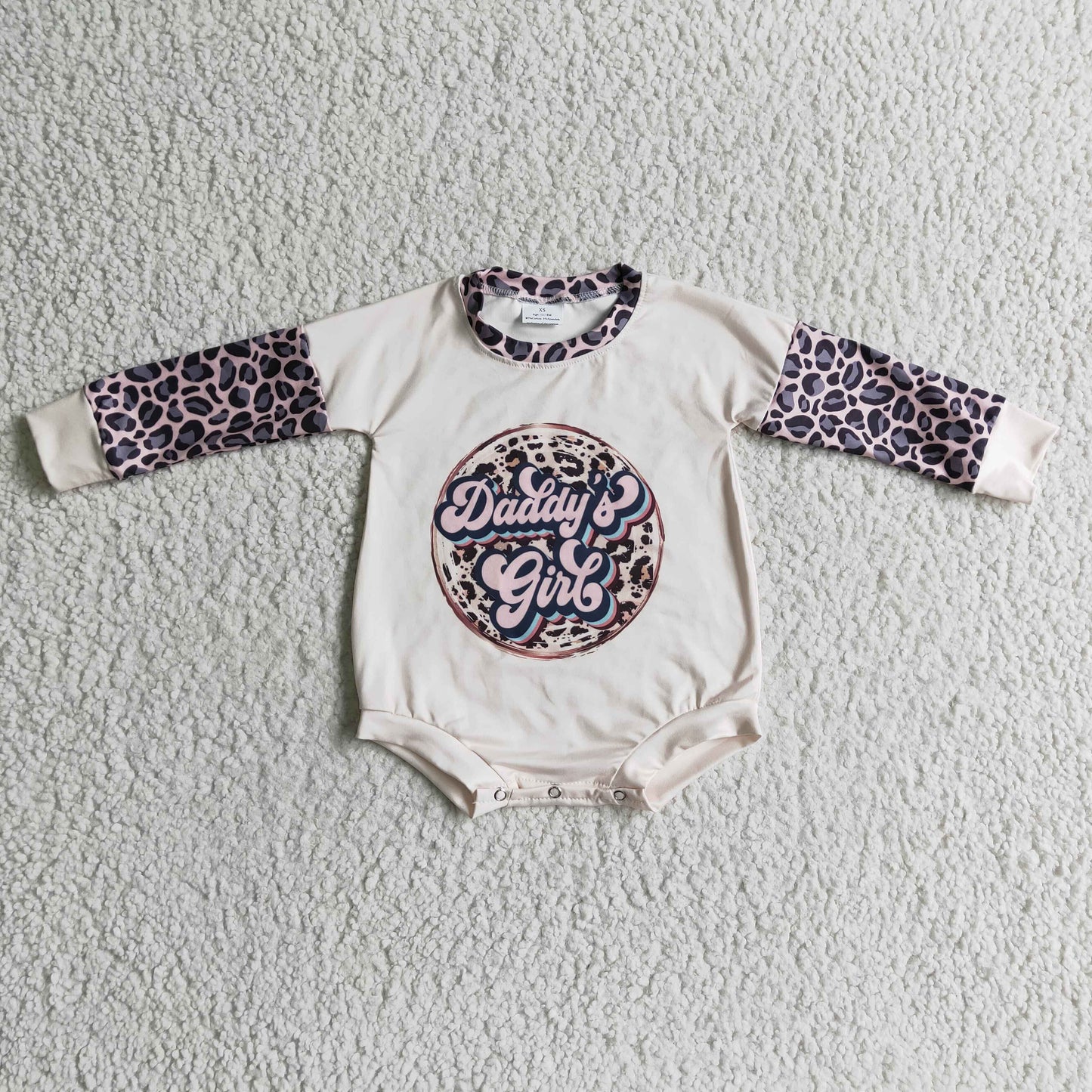 daddy's girl leopard long sleeve newborn jumpsuit