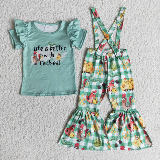 chickens cross overall set
