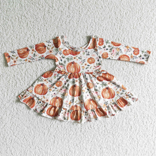long sleeve ruffle pumpkin twirl dress fall clothing