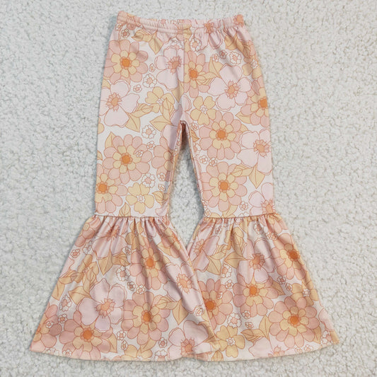 spring floral bell bottom flare pants
