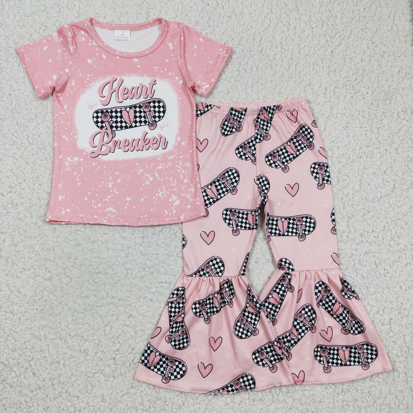 girl valentine pink outfit skateboard