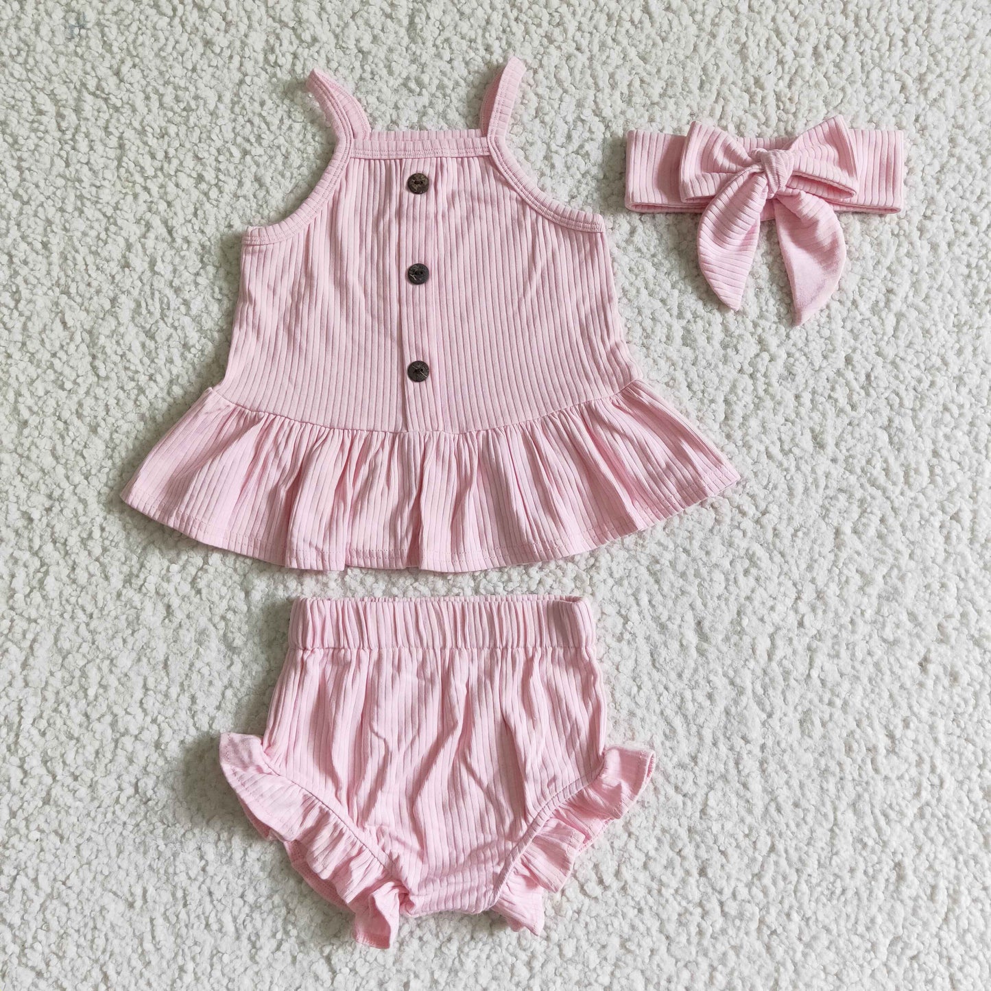summer girl cotton pink bummie set with bow