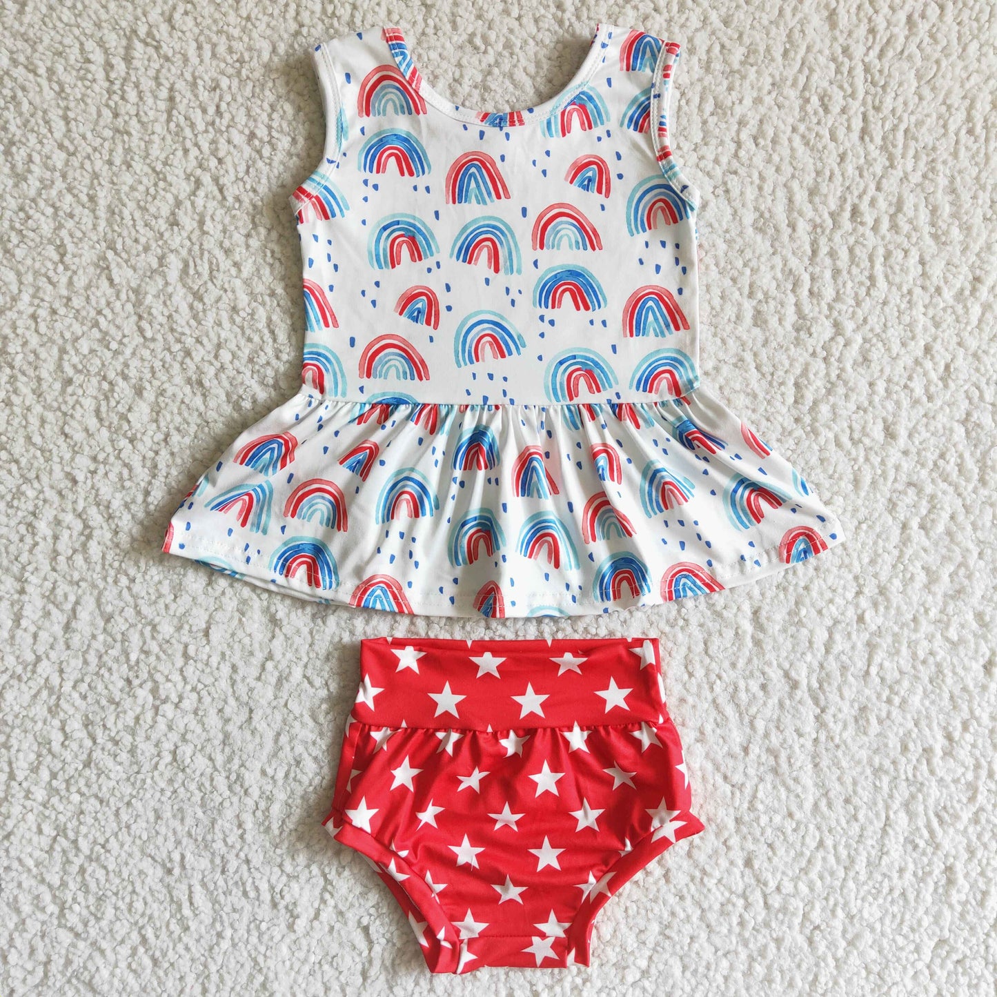 red white blue rainbow stars infant bummie set