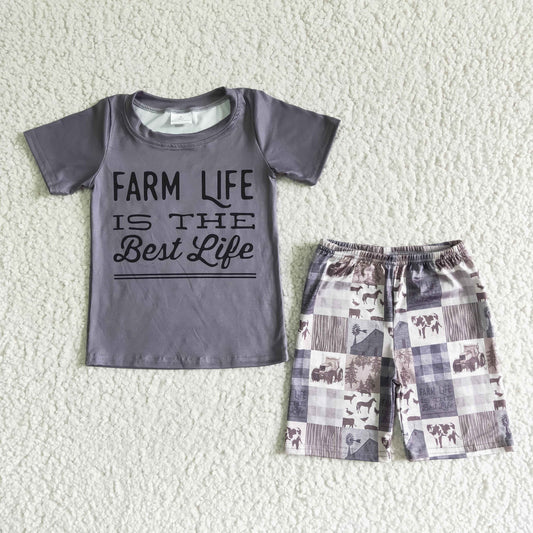 gray farm life outfit boy clothes