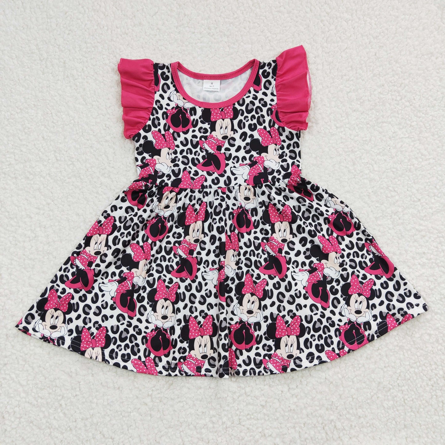leopard cartoon mouse dress girls summer dress