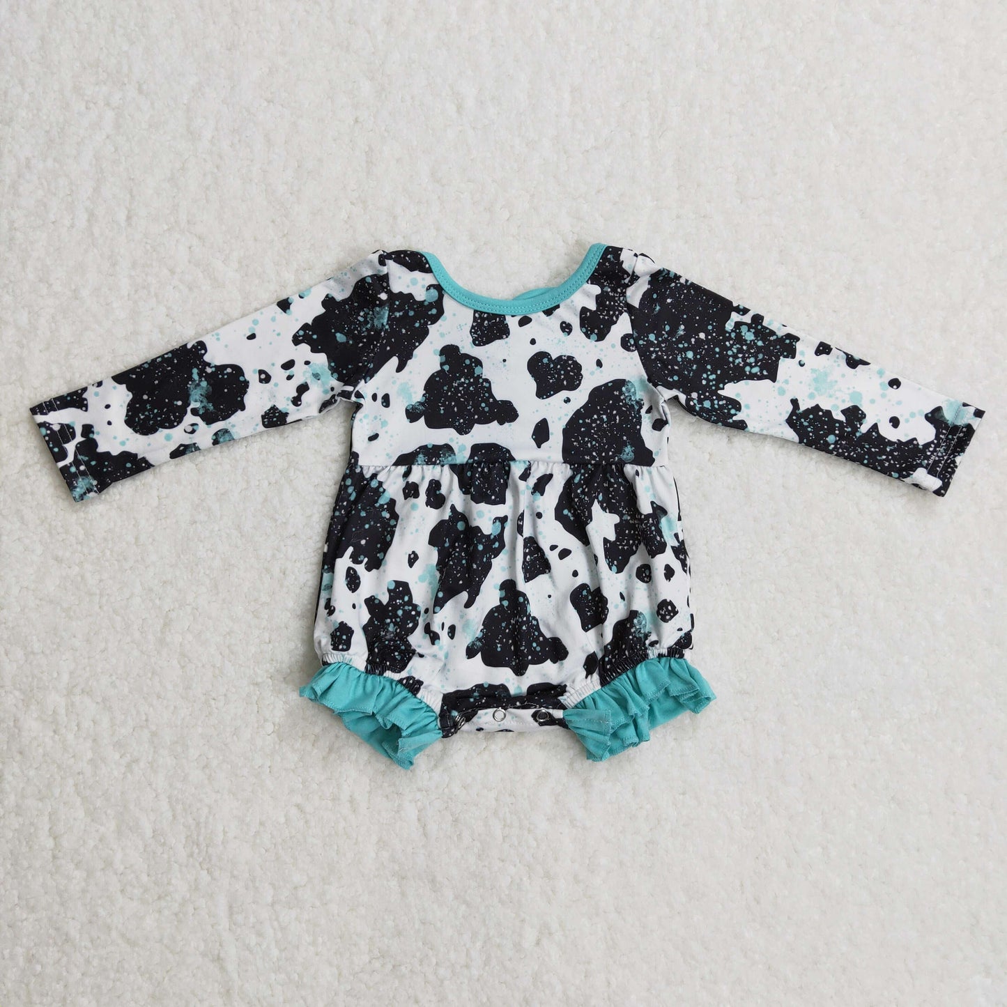 bleached milk cow romper with back bow