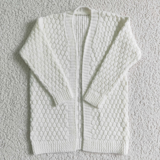 good quality white open sweater coat girl's winter clothes