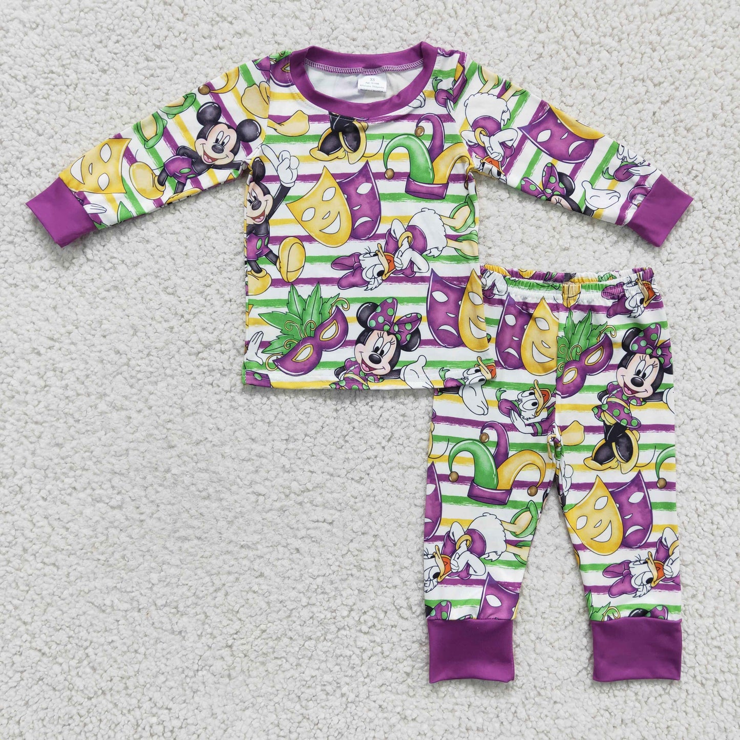girl mardi gras cartoon mask pajama sleepwear