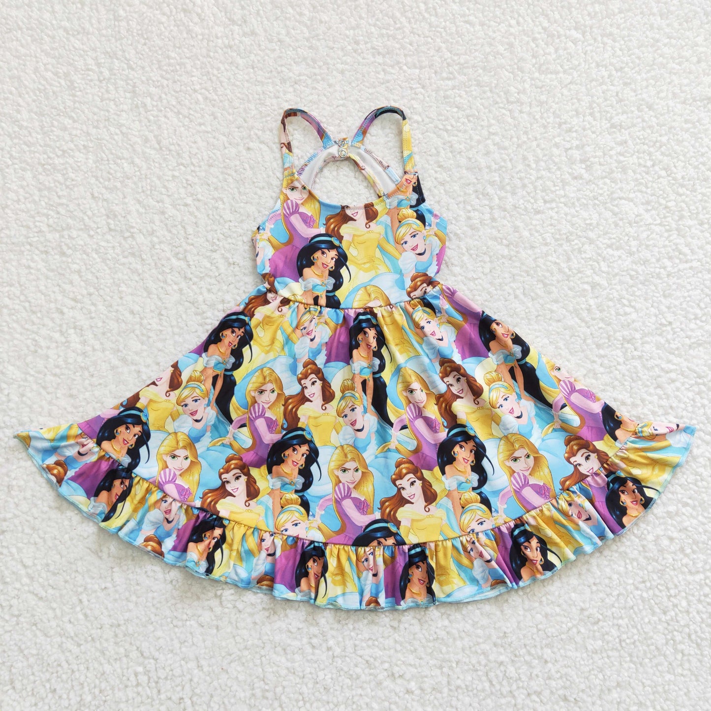 purple blue yellow princess leak dress